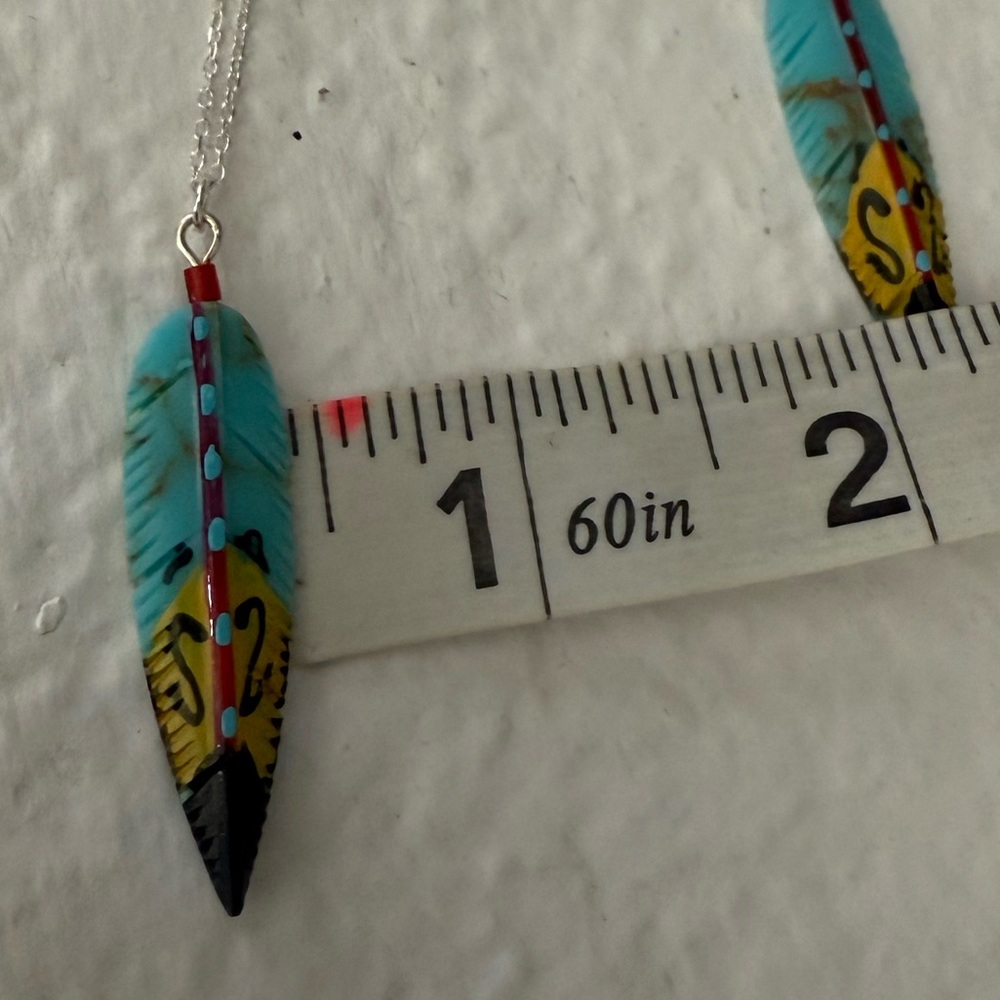 Handcrafted Feather Pendant Necklace - Picture 4 of 7
